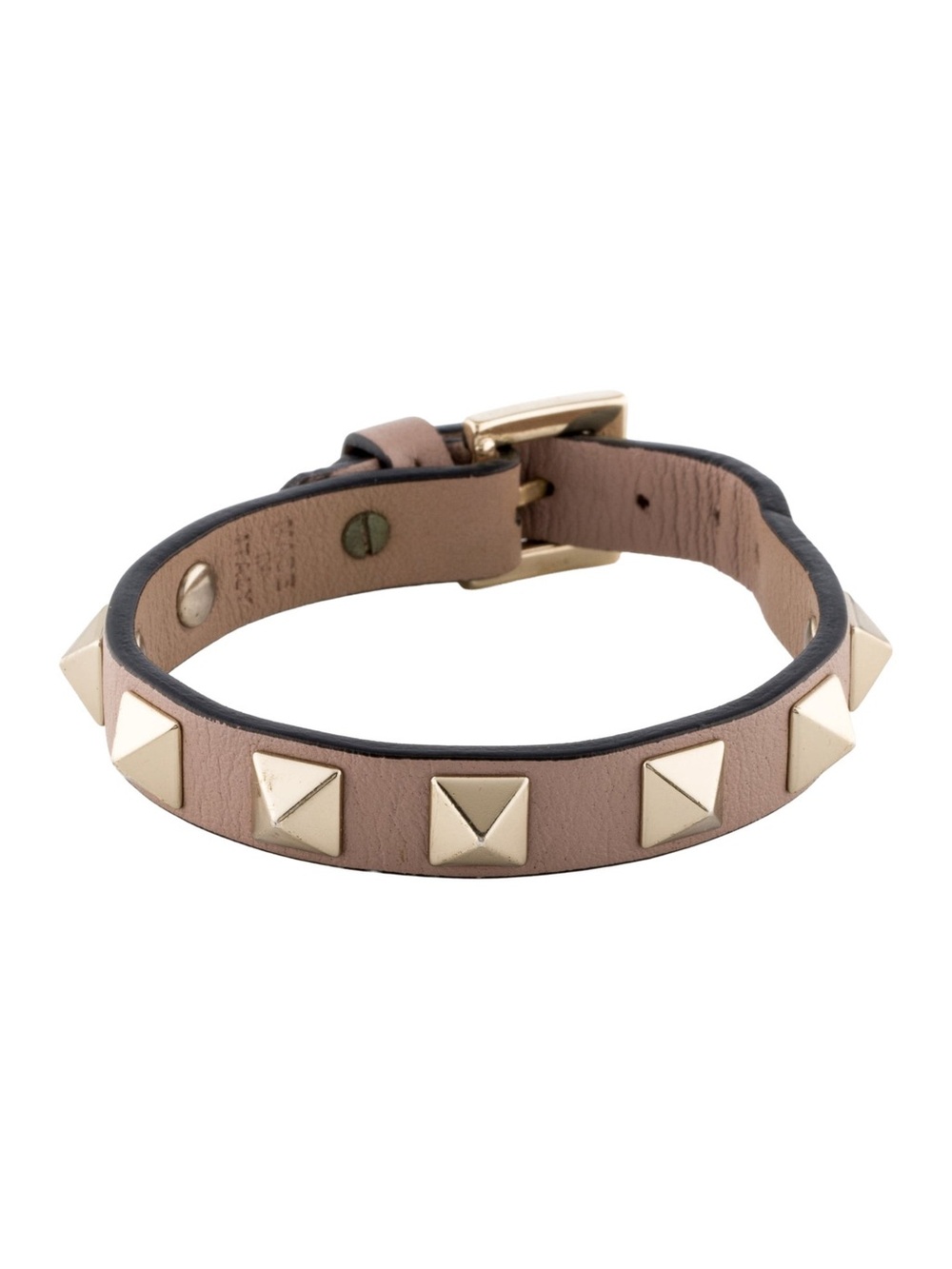 Valentino Taupe Leather Rockstud Bracelet